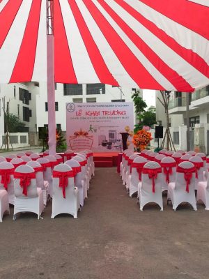 Dù tròn tổ chức sự kiện che sân trường học