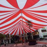 Dù cánh dơi 2 trụ che sự kiện sân trường Ninh Bình
