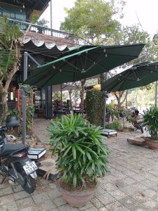 Thay áo bạt dù lệch tâm che nắng mưa